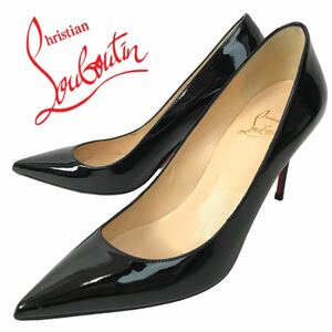 k18 美品 Christian Louboutin クリスチャン ルブタン エナメル パンプス パテントレザー ハイヒール ピンヒール 35.5 イタリア製 正規品