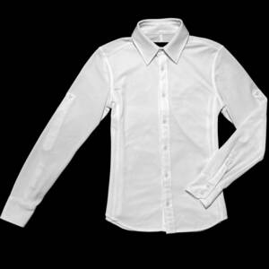 定価3.7万 AKM STRETCH POLYETER KANOKO 1/2 ROLL-UP SHIRTS Sサイズ ホワイト ストレッチ鹿の子ロールアップシャツ　wjk　ジュンハシモト