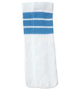 SkaterSocks ベビー キッズ ロングソックス 靴下 ソックス Kids White tube socks with Baby Blue stripes style 1(10インチ)