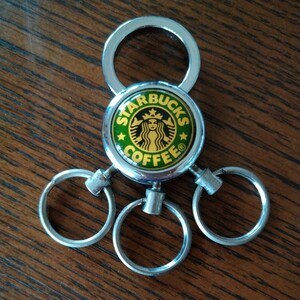 ★☆STARBUCKS KEYRING スターバックス キーホルダー☆★ ヴィンテージ シルバー 旧ロゴ　スタバ　激レア！！