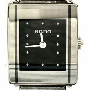 仙18 RADO DIASTAR 153.0488.3 腕時計 クォーツ アナログ 2針 ラドー ダイヤスター QZ レディース レクタンギュラー ブラック文字盤