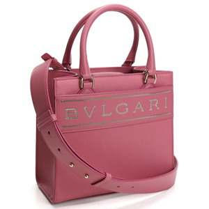 ブルガリ BVLGARI トートバッグ ブランドロゴ ブランドバッグ 291221 LOGO CHAIN LEATHER BLUSH QUARTZ ピンク系