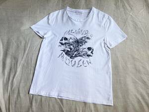 Alexander McQueen アレキサンダーマックイーン スカル バード プリント 半袖 コットン Tシャツ カットソー XS 白 ホワイト ドクロ 鳥 ◇7