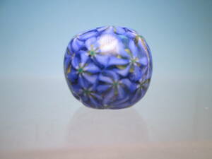 ☆古法窯つくり 藤村トンボ玉工房 蜻蛉玉 青色花玉 1,7x1,5cm 7,8g 大阪伝統工芸品指定 美品 江戸トンボ玉