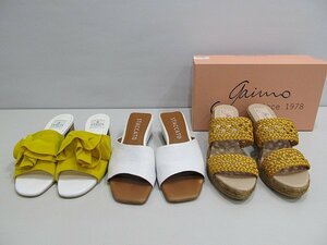 １円 サンダル LANVIN サイズ　L イエロー　STACCATO サイズ24.5 白 galimo サイズ39 3足　まとめて