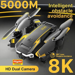 【2024 NEW モデル】高性能 プロ仕様ドローン 5G RC 8K HD Dual カメラ WiFi FPV 5000m 折りたたみ式 バッテリー 3 本付き イエロー