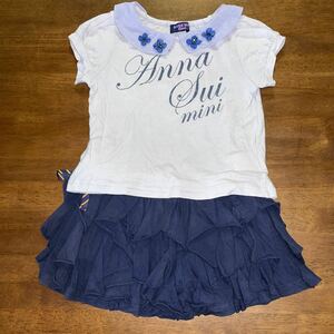 【ANNA SUI mini/アナスイミニ】半袖Tシャツ カットソー 110cm【RALPH LAUREN/ラルフローレン】スカッツ ミニスカート 120cm ２枚組　中古