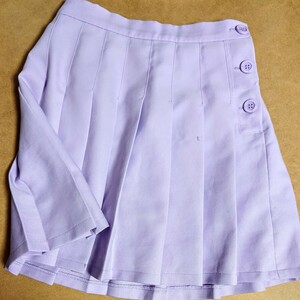 中古★プリーツ スカート 薄紫色 インナー付き レディース 女子用 M ウエスト60相当 丈約42cm 匿名
