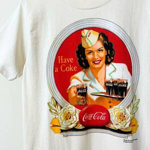 希少《 Dead Stock / Made in USA 》90s デッド【 Coca Cola コカコーラ アメリカ製 丸胴 ビンテージ オフィシャル 50s 広告 Tシャツ M 】