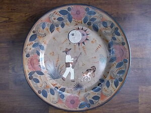 50%off~Angel Ortiz Gabriel作 絵皿 飾り皿 メキシコ トナラ フォークロア 皿 直径41.5cm ディスプレイ