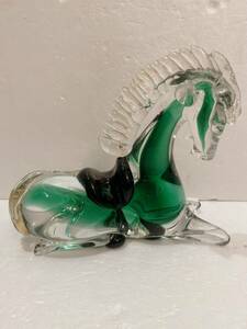 ベネチアンガラス イタリア製 馬 ホース 置物 インテリア 横約20㎝ 高さ約17㎝ 重さ約1.6キロ 