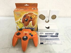 動作ok 任天堂 ピカチュウ コントローラブロス NINTENDO64用 オレンジ&イエロー 箱/取説付 / ニンテンドウ64 N64 コントローラー い913a