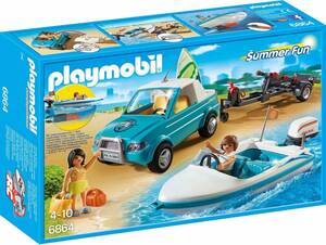 即決！新品 PLAYMOBIL プレイモービル 6864 サーファーの ピックアップトラックとスピードボート