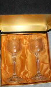 ボヘミアングラス クリスタルグラス ワイングラス ペア エッチング 2客 チェコスロバキア 未使用 ボヘミアグラス チェコ シャンパングラス