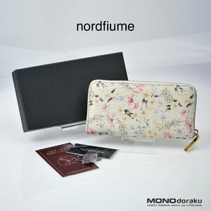 ノードフューメ nordfiume クロコダイルレザー フラワーデザイン ラウンドファスナー 長財布 JRA認定 美品