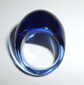LALIQUE ラリック ガラス製 カボションリング ブルー サイズ約15号 指輪 青 美品