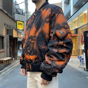 PRADA　 22AW Re-Nylon Human Bomber Jacket MA-1ナイロン総柄ジャケット 商品番号：8069000094602