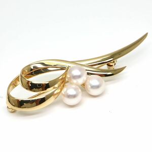 MIKIMOTO(ミキモト)◆K18 アコヤ本真珠本真珠 ブローチ◆A◎ 約6.9g 約6.5mm珠 パール pearl jewelry bracelet ジュエリー ED6/ED6