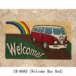 玄関マット コイヤーマット Welcome Bus：レクト レッド 赤 玄関 マット 敷物 インテリア おしゃれ かわいい アメリカン雑貨