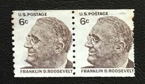 世界の人物切手 （アメリカ合衆国） フランクリン・ルーズベルト大統領　1968-1-9発行 ２連