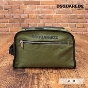 DSQUARED2/ハンドバッグ BYM0034 撥水 キャンバス ロゴ プリント イタリア製 セカンドバッグ 新品/カーキ/id282/