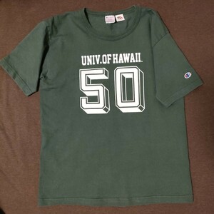 Champion チャンピオン T1011 USA製 古着 クルーネック 半袖Tシャツ M 染込 ステンシル プリント アメリカ カレッジ