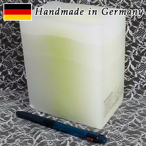 ■Handmade in Germany大きな 直方体キャンドル ドイツ製ハンドメイド グラデーションイエロー 約11.5×約7.5×約14cm　災害対策
