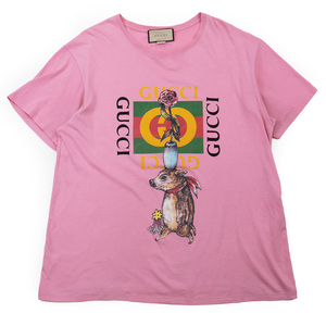 グッチ YUKO HIGUCHI 21AW 日本限定コレクション ロゴプリント 半袖Ｔシャツ メンズ サイズ L ピンク GUCCI