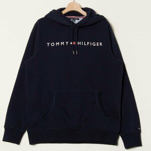 タグ付き TOMMY HILFIGER トミーヒルフィガー サイズXL プルオーバーパーカー 紺/ネイビー コットン混 メンズ カジュアル ロゴ シンプル