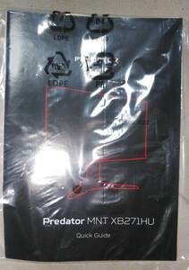 【マニュアルのみ】 新品 未開封 人気　Predator　プレデター　MNT XB271HU　27インチ　ゲーミングモニタ　クイックガイド　n1