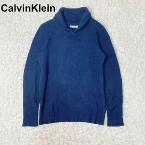 CalvinKlein カルバンクライン ショールカラー セーター ニット 厚手 ネイビー M メンズ B102331-48