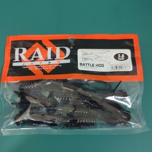 ◆中古品◆　レイドジャパン　RAID JAPAN　バトルホッグ 3.8インチ　BATTLE HOG 3.8inch　#019ブラック/レッドフレーク