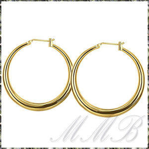 [EARRING] Gold Plated Big Hoop ゴールド ビッグ サークル フープ φ36mm リング ピアス