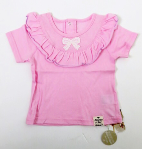 新品 ビジューアンドビー トップス 70 80センチ ピンク 日本製 カットソー tシャツ ビジュー&ビー　やわらか　リボン　パンパンチュチュ