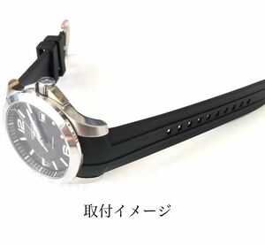 21mm 腕時計 交換用 社外品 ラバーベルト カーブエンド ブラック 黒 【対応】ロンジン コンクエスト ハイドロコンクエスト LONGINES