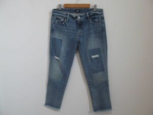 (53585)GAP DENIM　ギャップ　デニム　パンツ　ダメージ　フリンジ　ブルー　27　USED