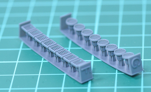 3mm穴用カバー(ダクトフィン状2種類)　3Dプリンター出力パーツ　汎用改造パーツ　ディティールアップ　1/144　ガンプラ、30MM等の改造に