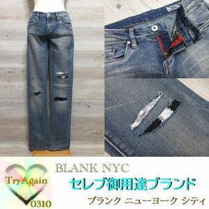 未使用★24インチ XS/S 相当 BLANKNYC (ブランクニューヨークシティ) ダメージ デニム ジーンズ パンツ ブルー レディース セレブ御用達 65