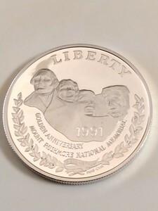 アメリカ 1991s 1ドル銀貨プルーフ Mount Rushmore Golden Anniversary 