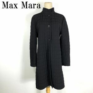 LA494 MaxMaraマックスマーラ キルティングコート 黒ブラック Max Mara ハイネック ロングコート ライトコート 中綿 大きいサイズ 42