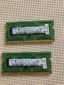 【0427】ノートPC用メモリ SAMSUNG 2GB 1Rx8 PC3-10600S-09-10-ZZZ M471B5773CHS-CH9　1045　計2枚