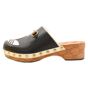 GUCCI グッチ×adidas clog sandals クロッグ レザー フロントロゴサンダル 702252 ブラック