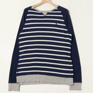 メール便○ POLO RALPH LAUREN ポロ ラルフローレン サイズXL 長袖 クルーネック Tシャツ ボーダー 紺/ネイビー コットン100％ カジュアル