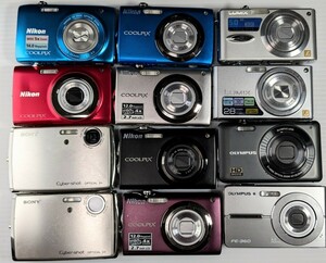 デジタルカメラ 12台まとめ売り デジカメ コンデジ 現状未確認中古品 /Nikon/Panasonic/SONY/OLYMPUS/