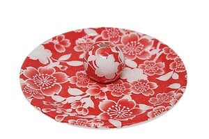 桜友禅 赤 丸香皿 お香立て お香たて 陶器 日本製 ACS WEB SHOPオリジナル 9-27