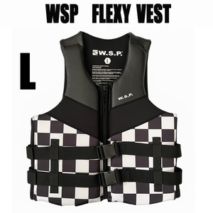 JWBA認定品 WSP フレキシーベスト ブラックチェック Lサイズ　ライフジャケット ウェイクベスト
