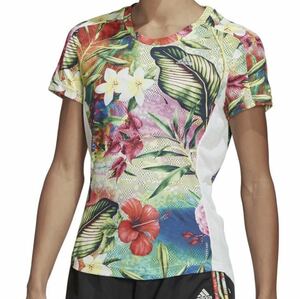 ★adidas 花柄　OWNTHERUNFLORALTEEW (JLE36) [色 : ヘイジーSKY/SC] [サイズ : J/S]美品★