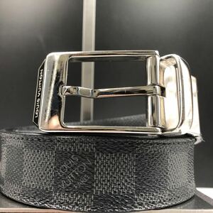 1円【美品】LOUIS VUITTON ルイヴィトン ベルト サンチュール シアトル ダミエグラフィット PVC レザー 本革 回転式 ブラック 黒 90サイズ