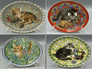  エインズレイ レズリーアンアイボリー 4枚 飾り皿 1月 2月 3月 4月 子猫 カレンダープレート Meet my kittens 猫 (793) 