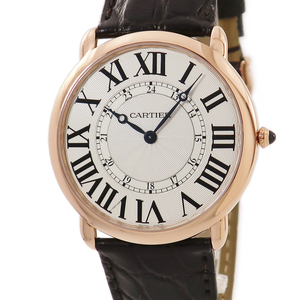 【3年保証】 カルティエ ロンド ルイ カルティエ XL W6801004 OH済 K18PG無垢 ローマン 青針 手巻き メンズ 腕時計